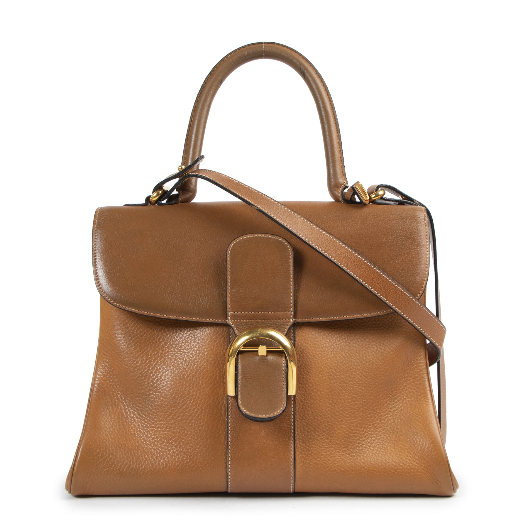 Authentic secondhand Delvaux Cognac Brillant MM Bag + Strap designer bags fashion luxury vintage webshop safe secure online shopping
