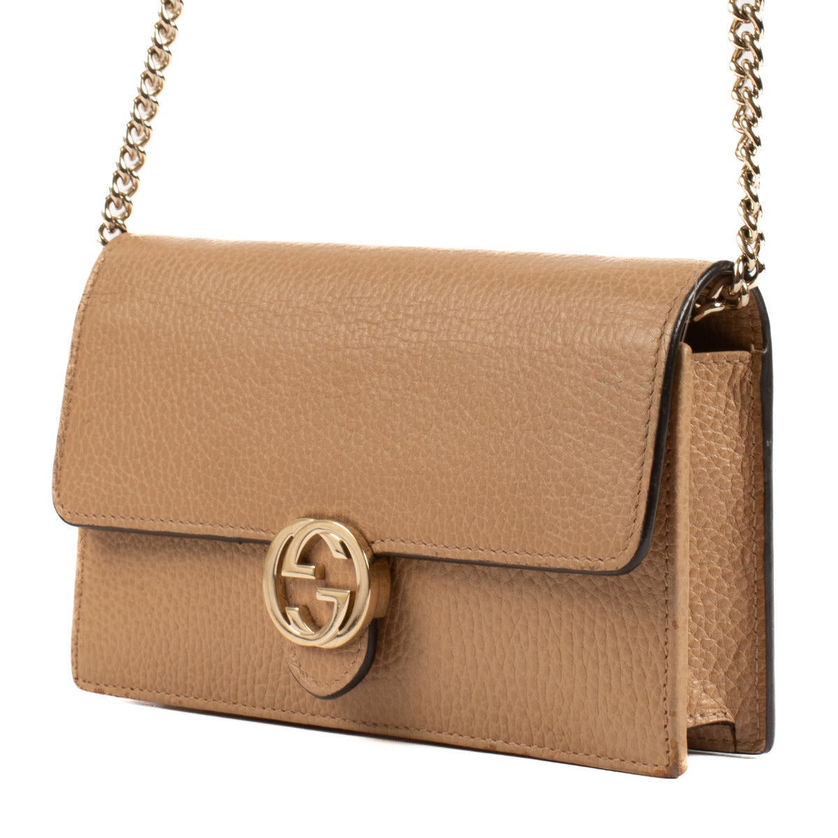Sac bandoulière portefeuille à chaîne Gucci beige