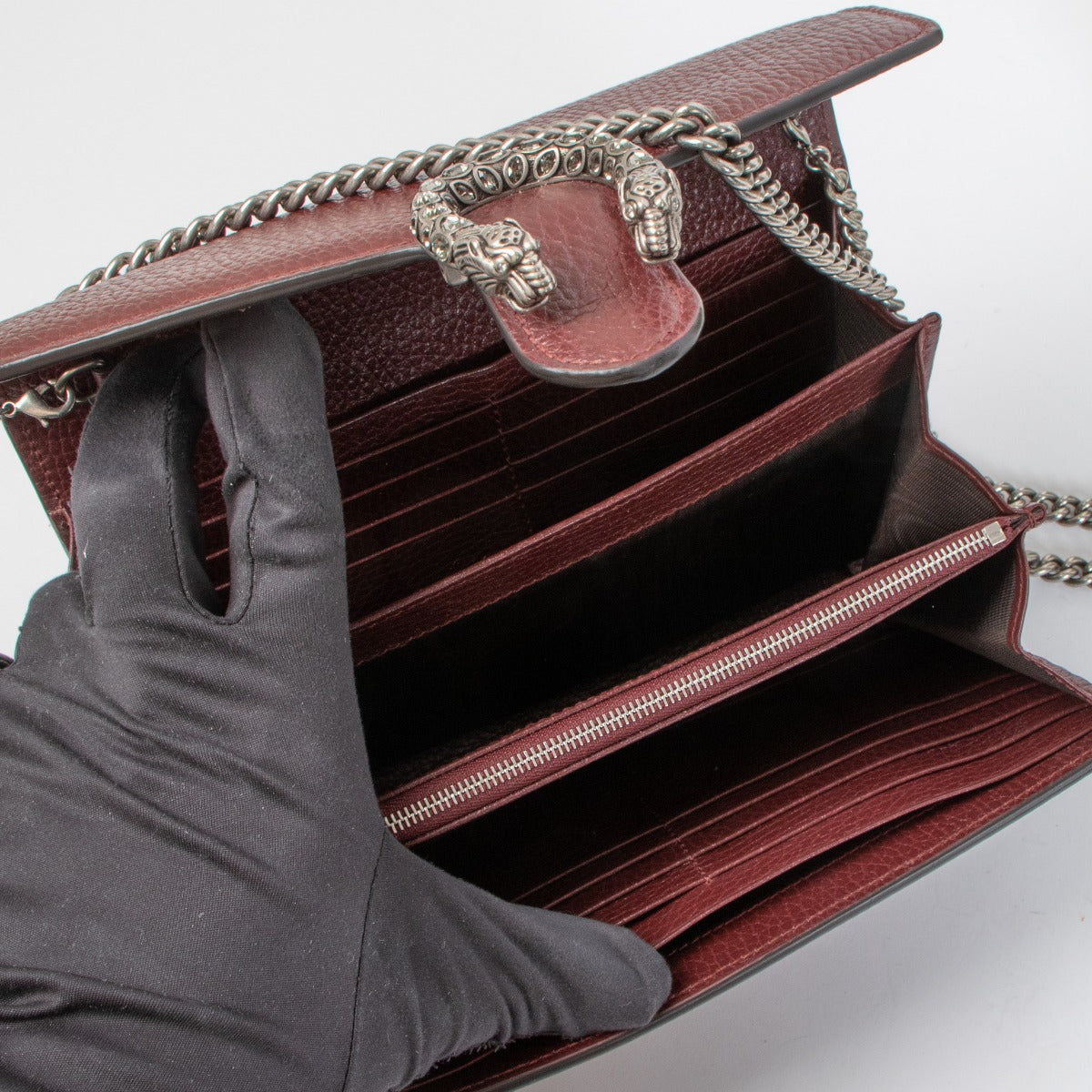 Sac Gucci Dionysus en cuir bordeaux à chaîne