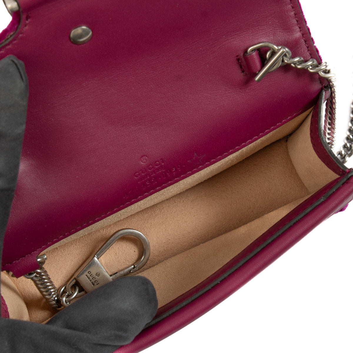 Gucci Paarse Fluweel Super Mini Dionysus Tas