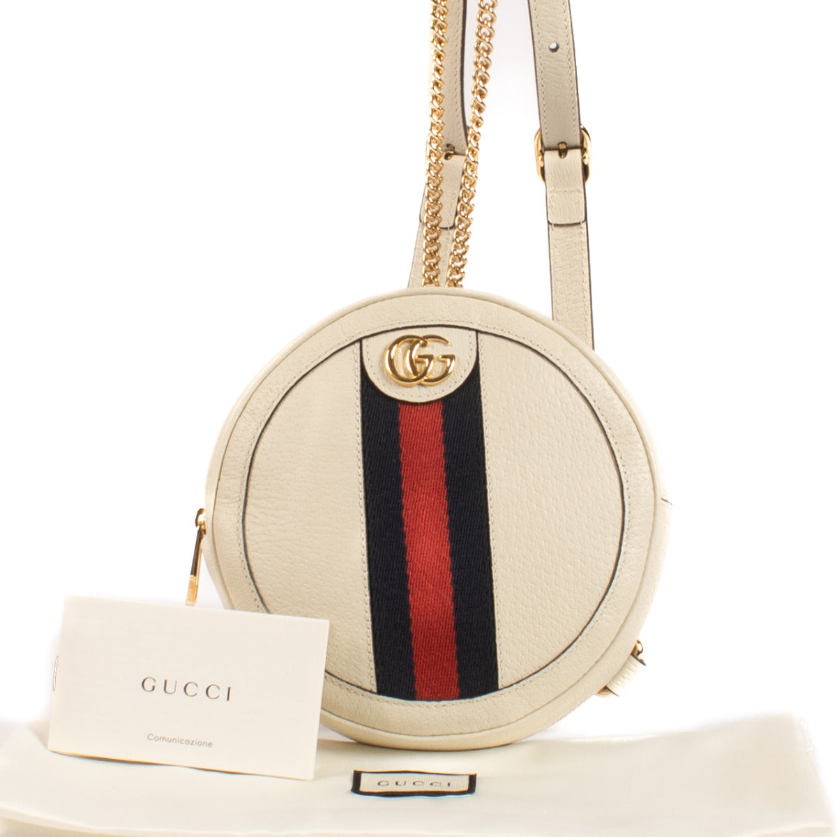 Gucci White Ophidia Round Mini Backpack