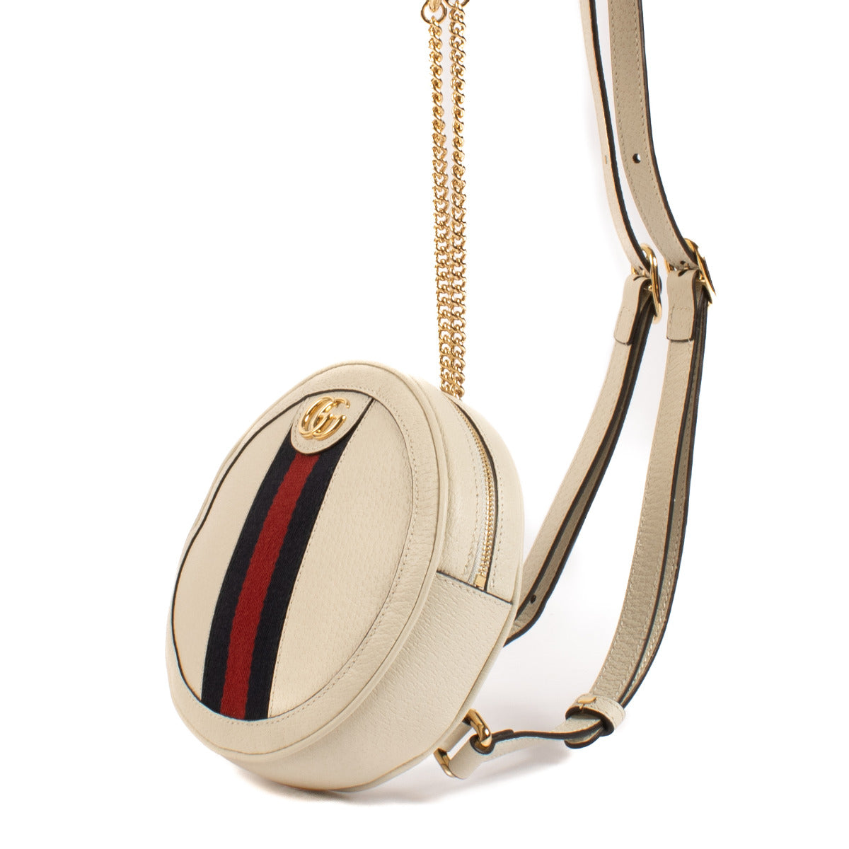 Gucci White Ophidia Round Mini Backpack