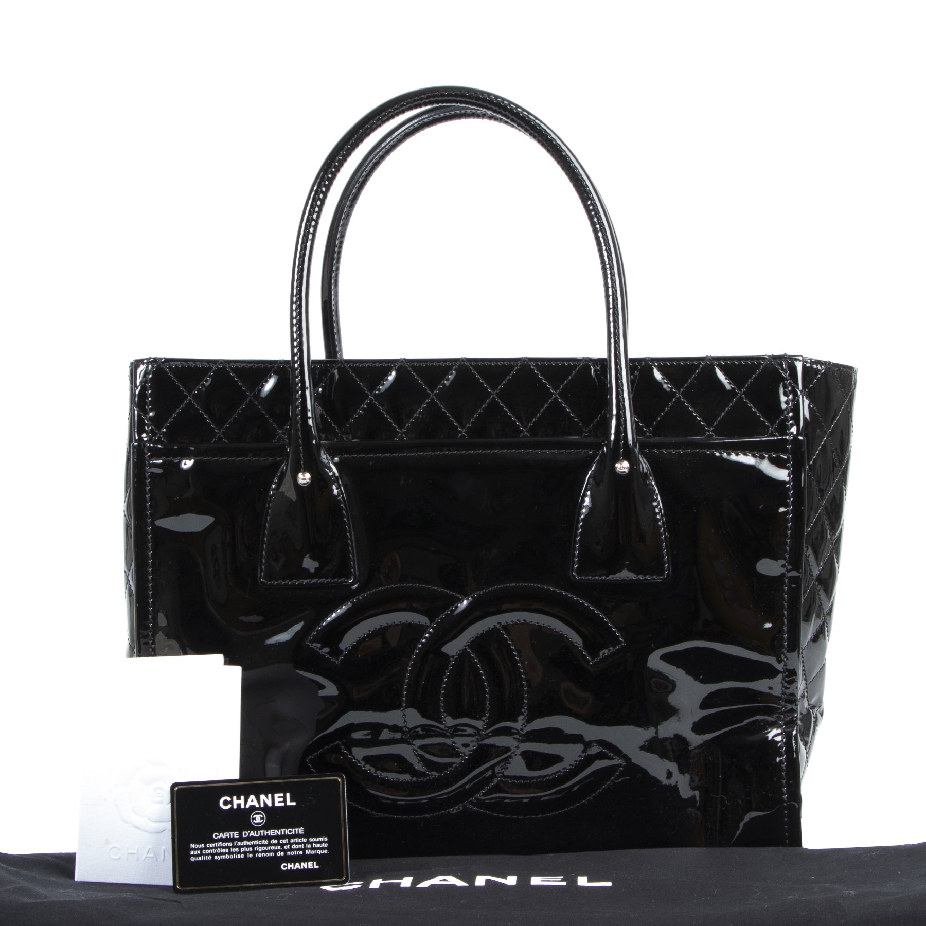 Chanel Patent Top Handle Shopping Tote acheter en ligne seconde main Chanel Patent Top Handle Shopping Tote