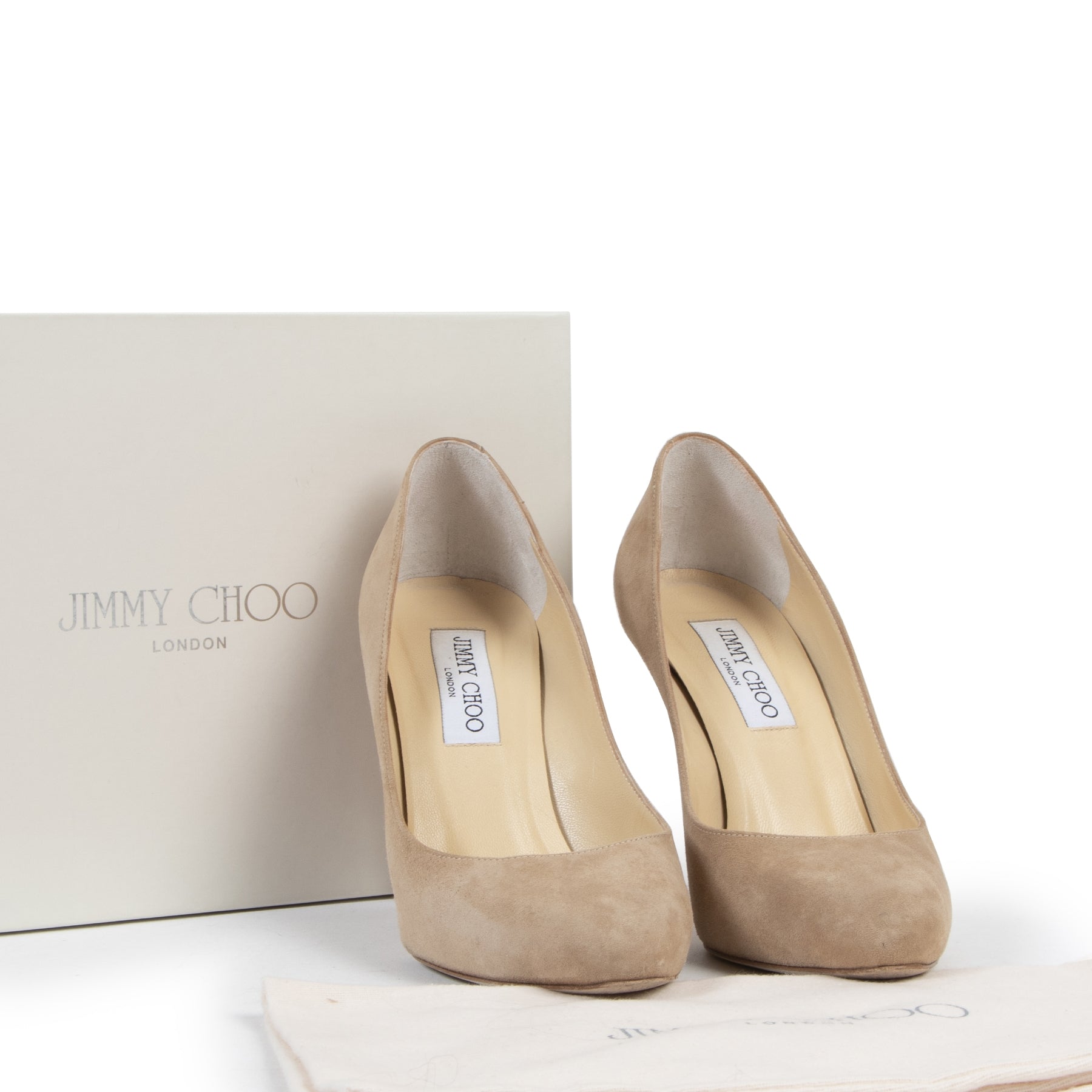 Jimmy Choo Beige Suede Heels - Size 37 – Labellov