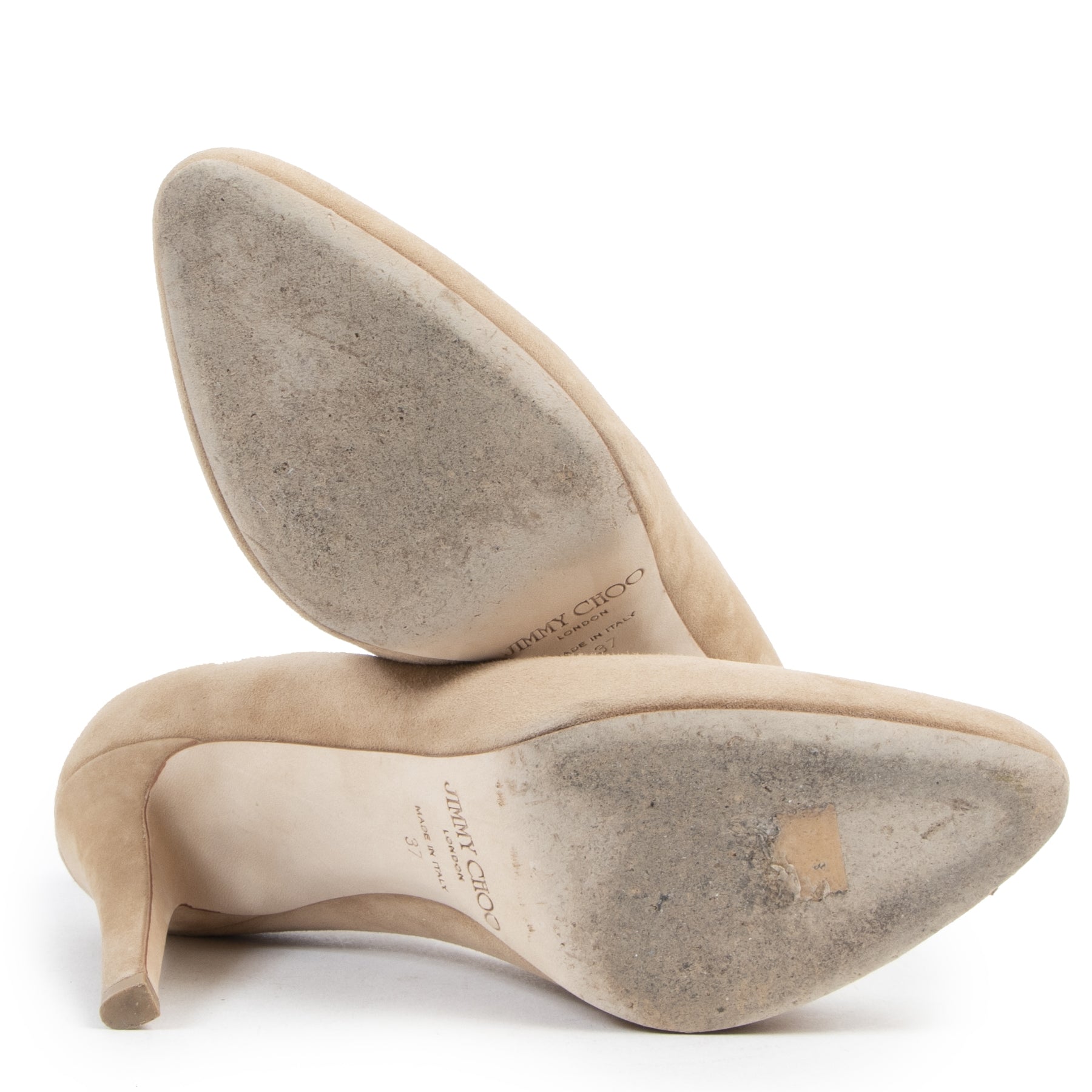 Jimmy Choo Beige Suede Heels - Size 37