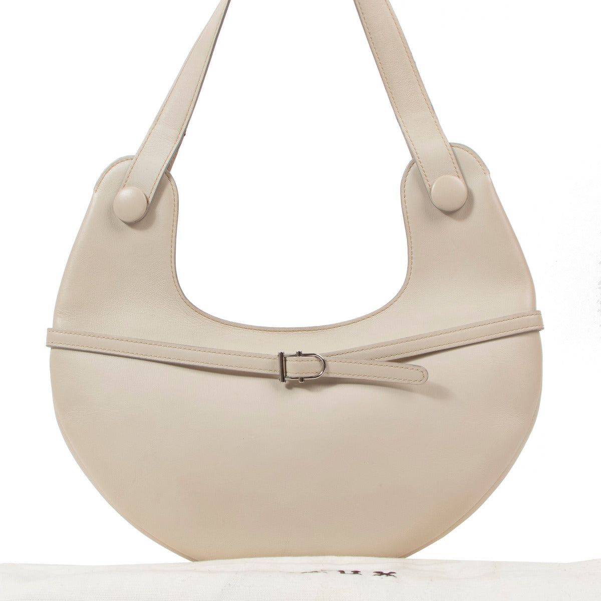 Delvaux Cream Half Moon Shoulder Bag