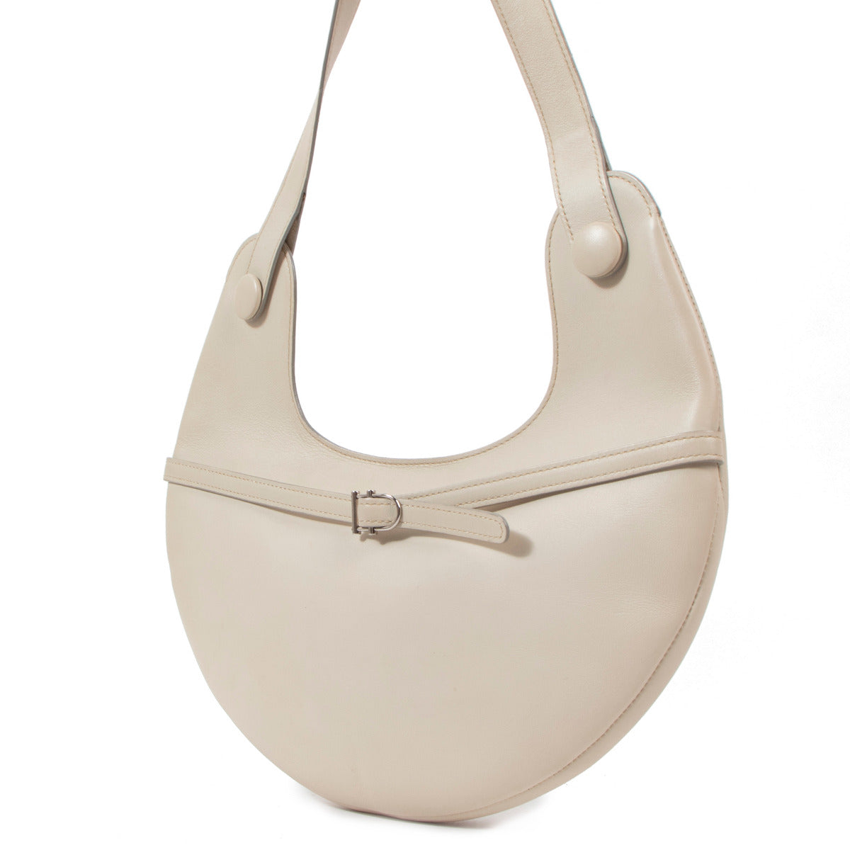 Delvaux Cream Half Moon Shoulder Bag