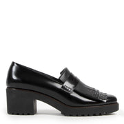 Authentieke Tweedehands Hogan Black Leather Block Heels - Size 40 juiste prijs veilig online shoppen luxe merken webshop winkelen Antwerpen België mode fashion