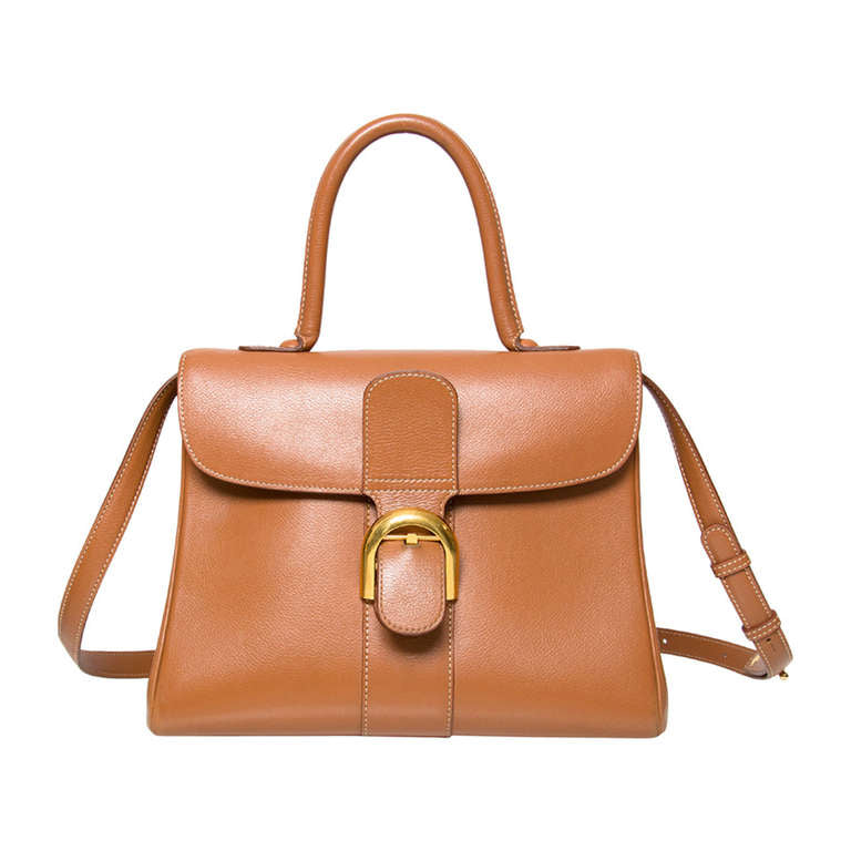 Delvaux Cognac Brillant MM Bag. Buy authentic designer vintage Delvaux bags. LabelLOV webshop safe and secure online shopping