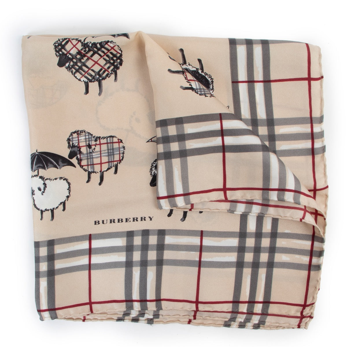 Shop an authentic second hand Burberry check sheep umbrella scarf at Labellov