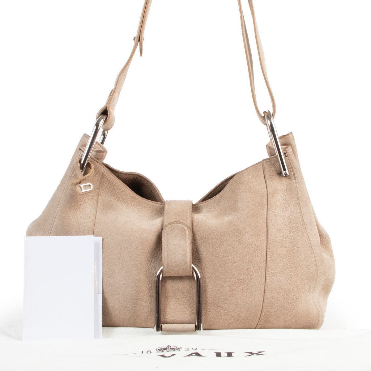 shop safe online Delvaux Beige Nubuck Chablis PM Shoulder Bag
