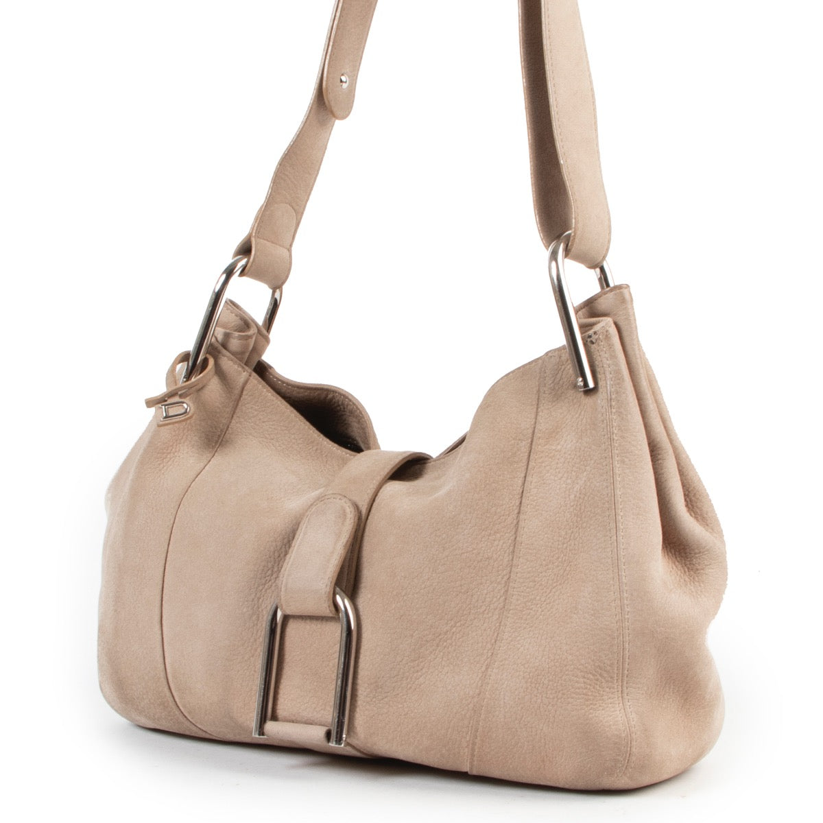 koop veilig online Delvaux Beige Nubuck Chablis PM Shoulder Bag