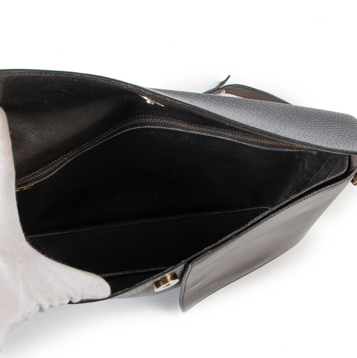 Shop safe online authentic second hand Delvaux Black Duo Color Shoulder Bag.