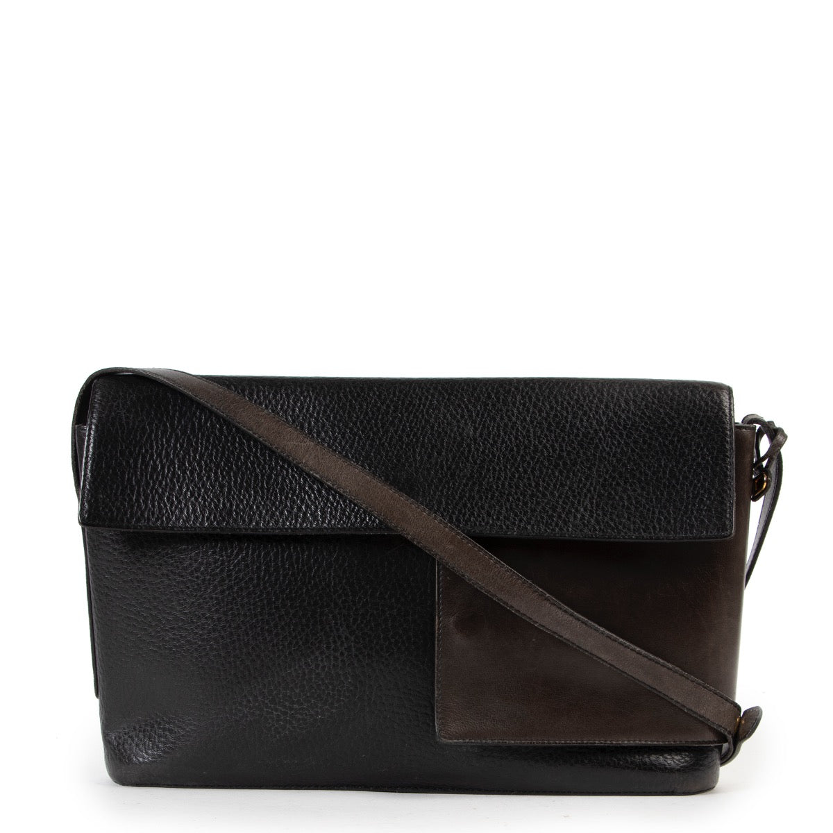 Shop safe online authentic second hand Delvaux Black Duo Color Shoulder Bag.