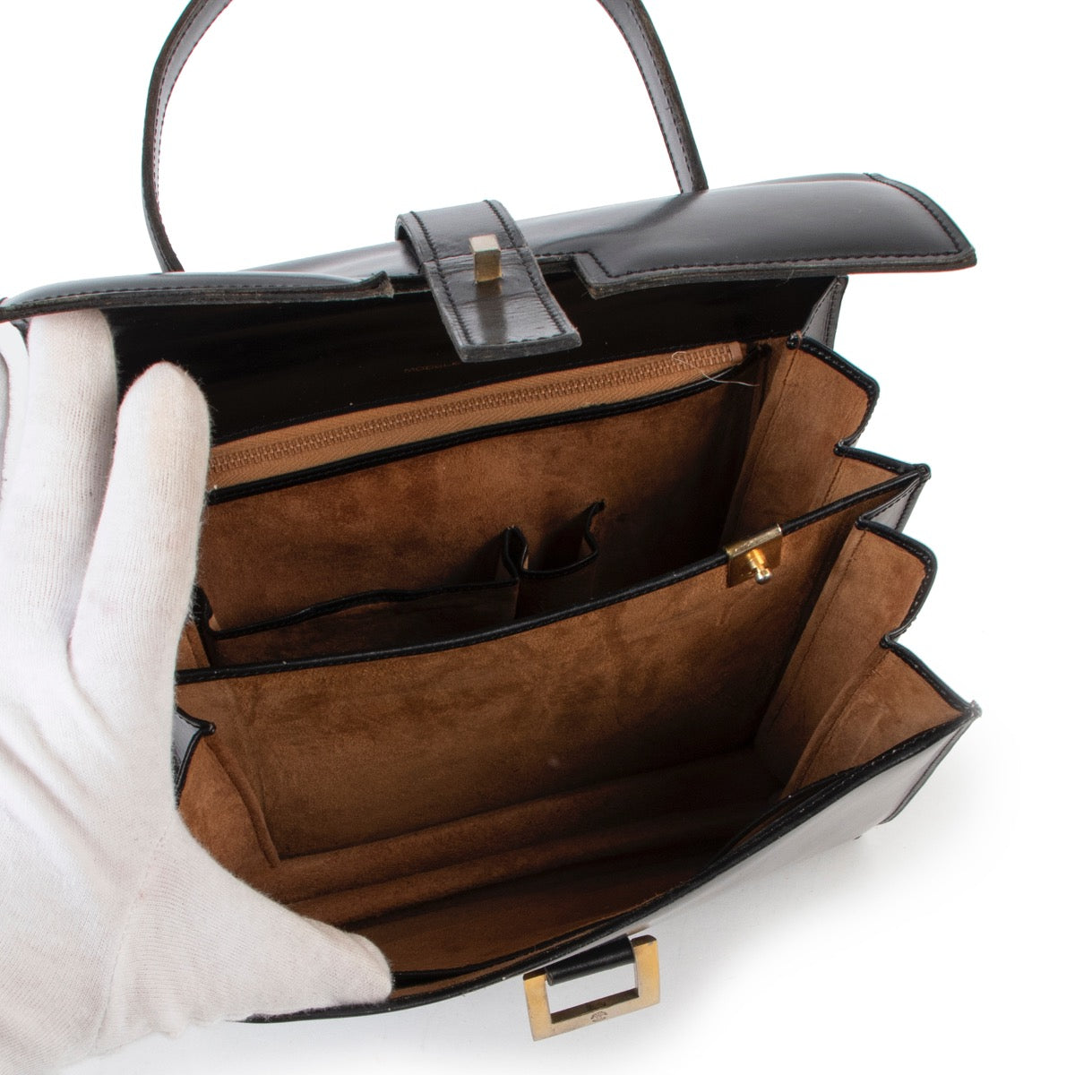 Shop safe online authentic second hand Delvaux Black Top Handle Bag.