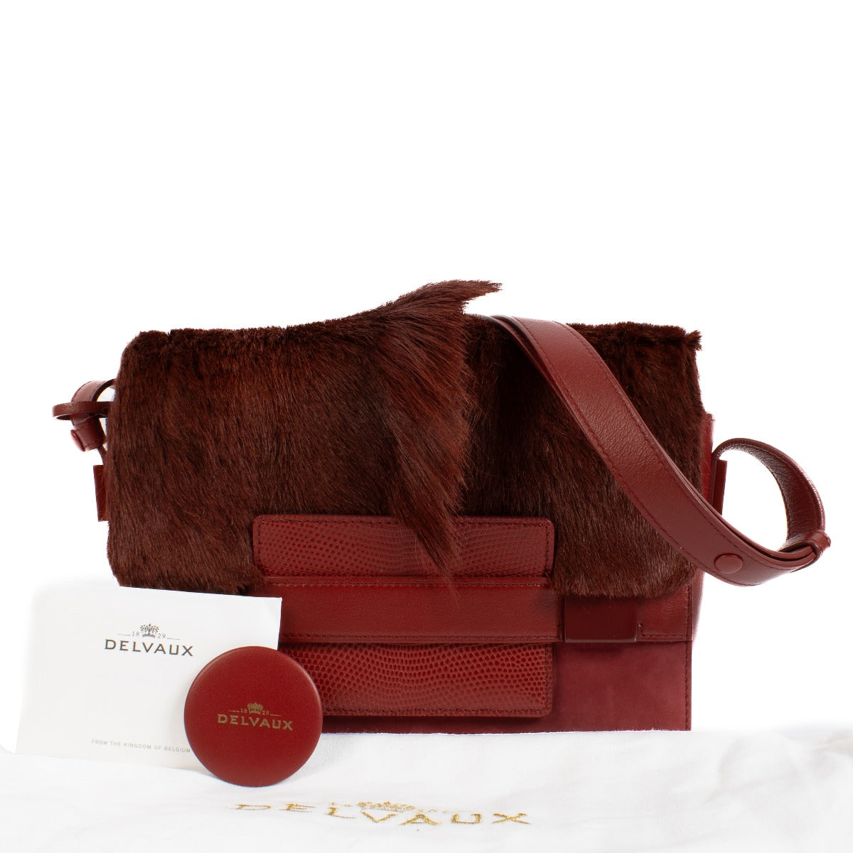 buy 100% authentic pre loved Delvaux Burgundy Springbok Madame PM Crossbody on Labellov.com