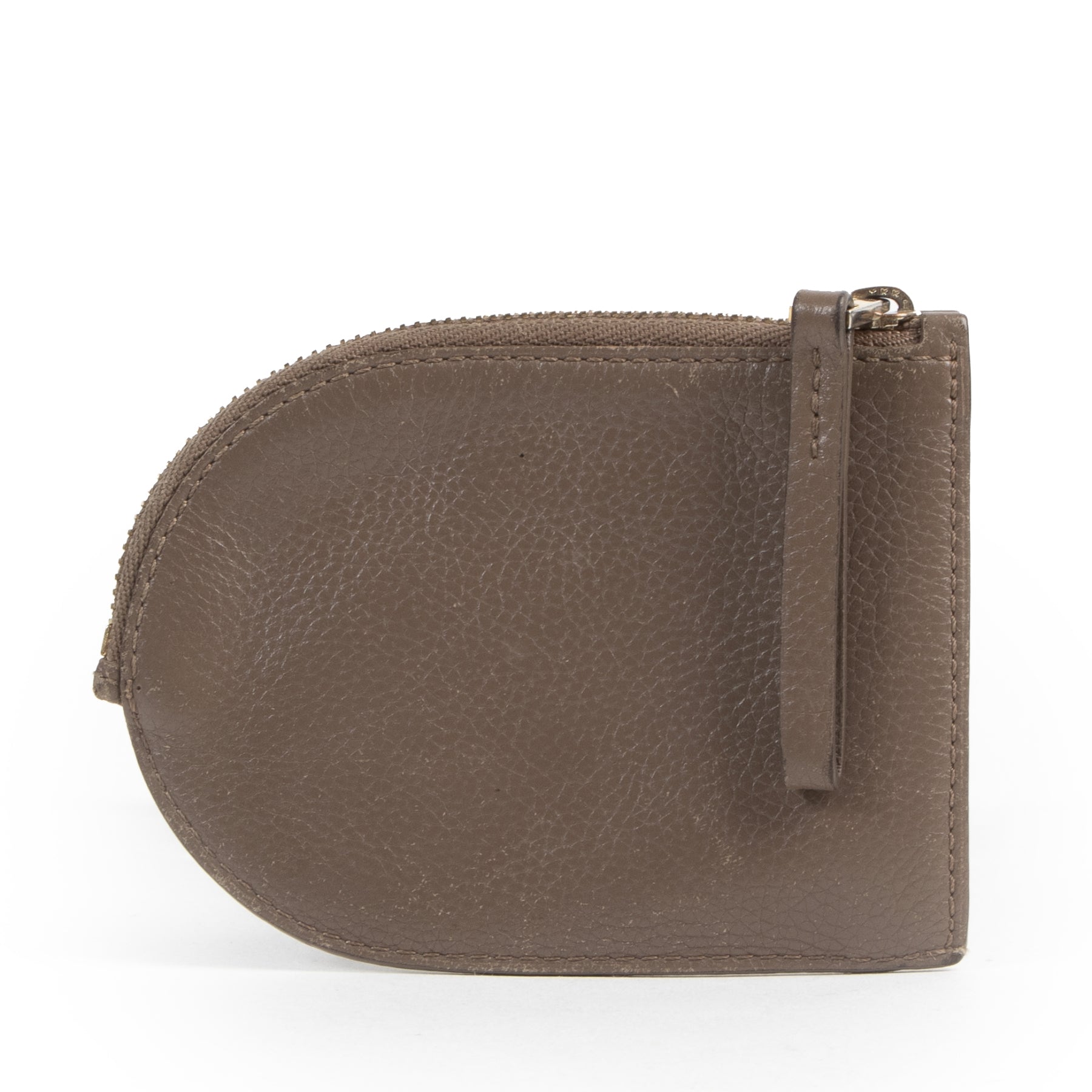 Authentieke Tweedehands Delvaux Taupe Leater D Coin Wallet juiste prijs veilig online shoppen luxe merken webshop winkelen Antwerpen België mode fashion