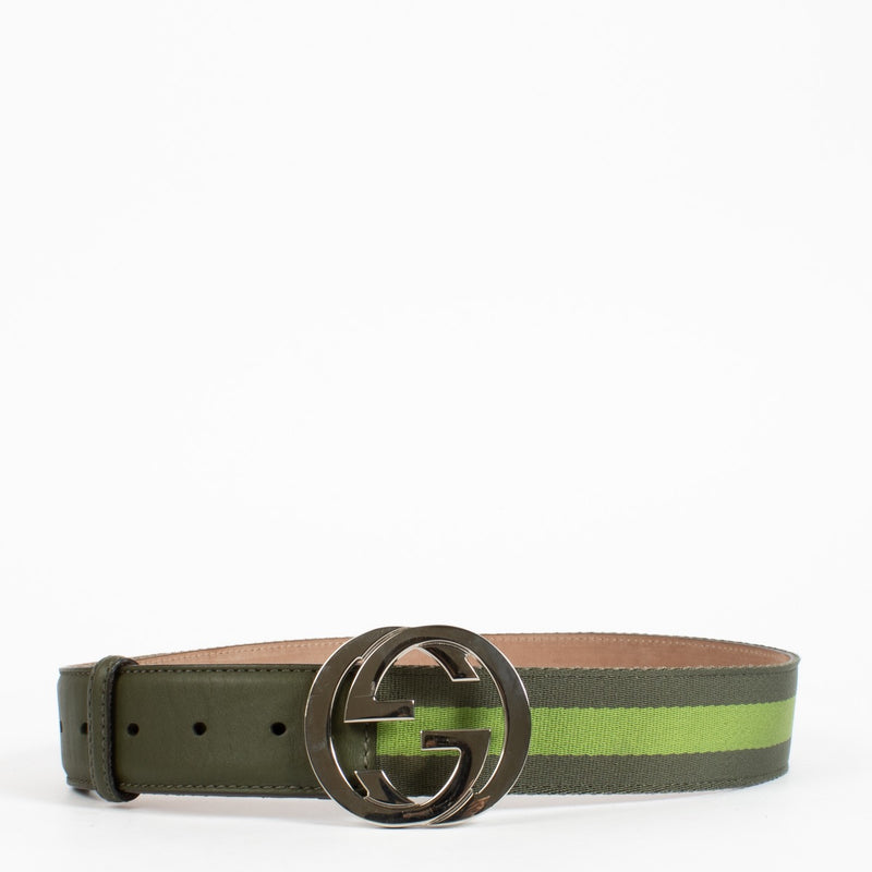 Shop the authentic Gucci GG Buckle Green Web Belt – Size 85 at Labellov.com.