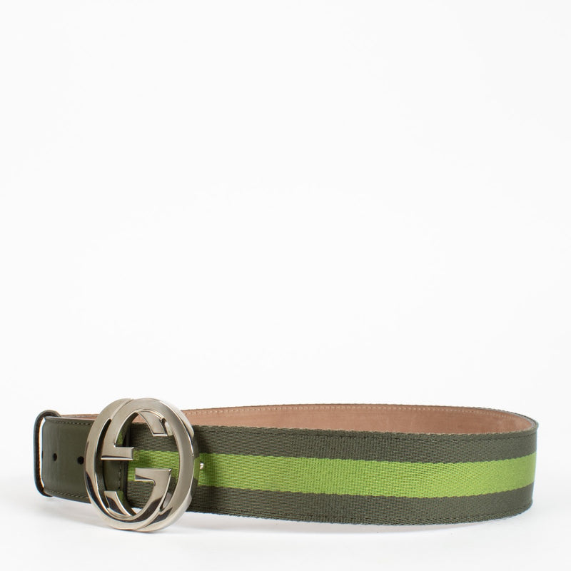 Shop the authentic Gucci GG Buckle Green Web Belt – Size 85 at Labellov.com.