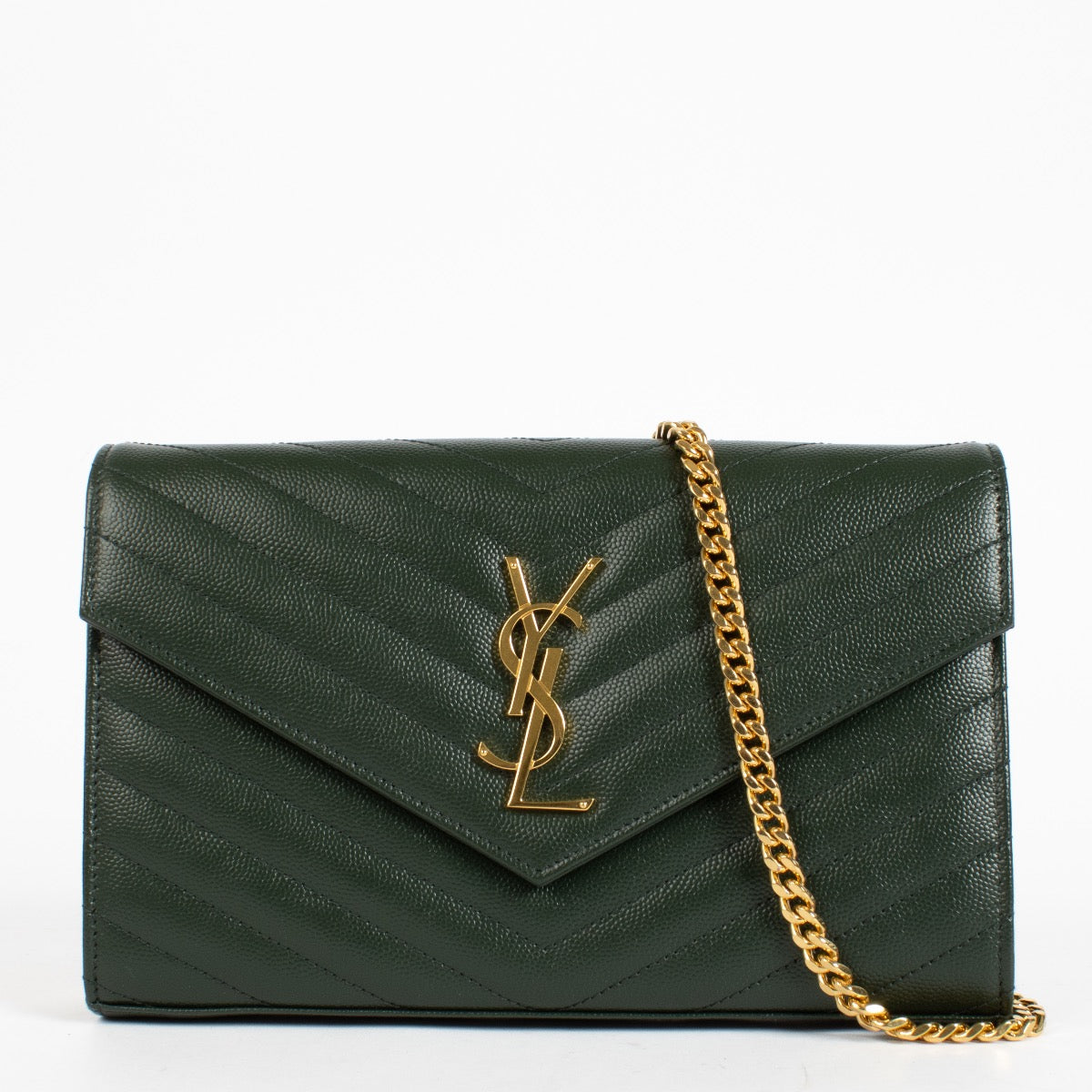 Authentic second-hand Saint Laurent Green Cassandre Envelope Chain Bag on labellov.com