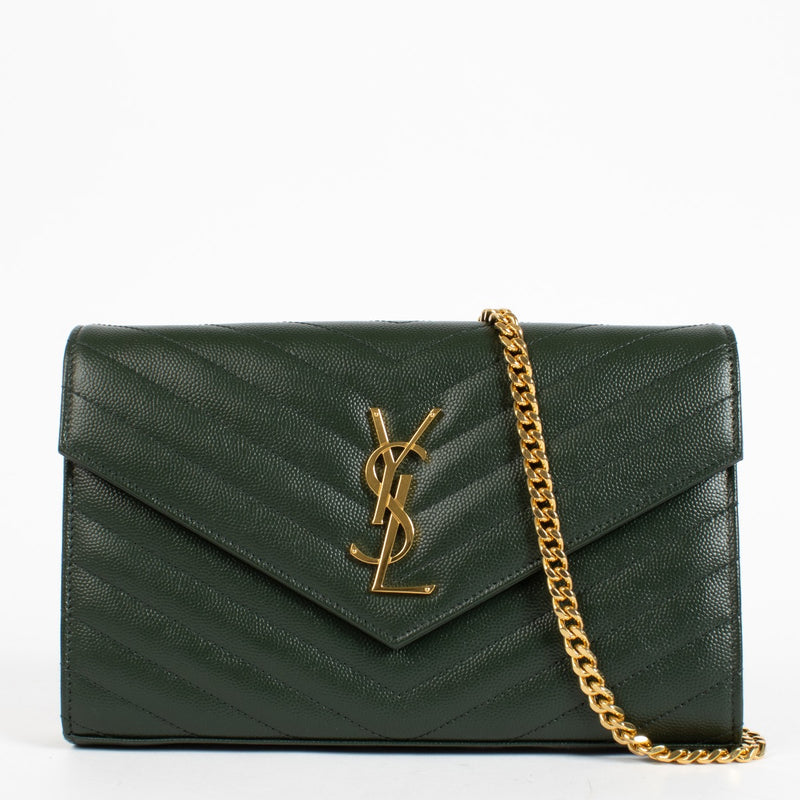 Authentic second-hand Saint Laurent Green Cassandre Envelope Chain Bag on labellov.com