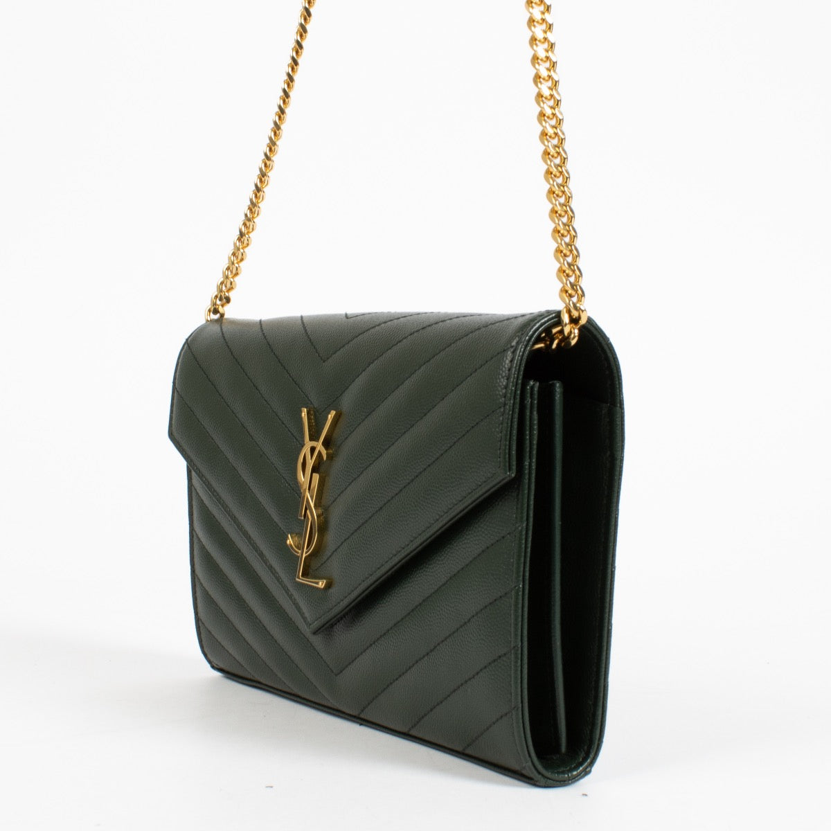 Authentic second-hand Saint Laurent Green Cassandre Envelope Chain Bag on labellov.com