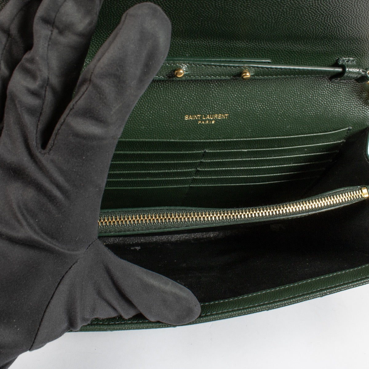 Authentic second-hand Saint Laurent Green Cassandre Envelope Chain Bag on labellov.com