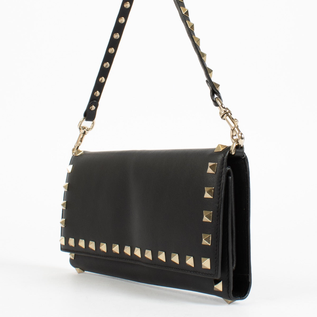 Shop the authentic Valentino Garavani Black Rockstud Shoulder Bag at Labellov.com