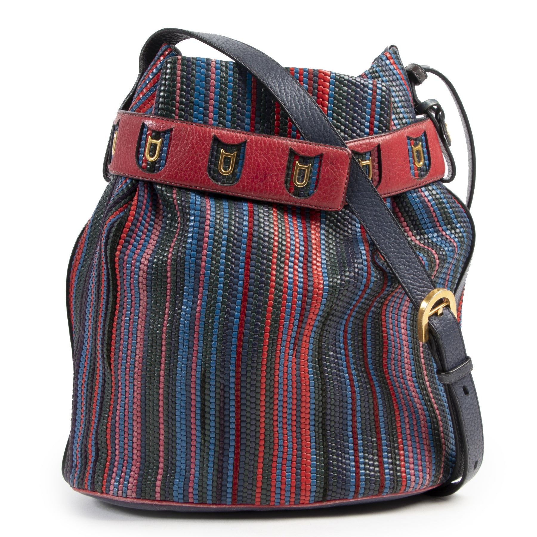 Delvaux Multicolor Toile de Cuir Calicot Bucket Bag