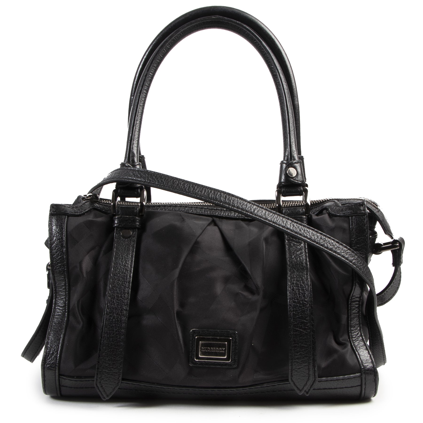 Burberry Black Striped Nylon Bag for the best price at Labellov secondhand luxury in Antwerp