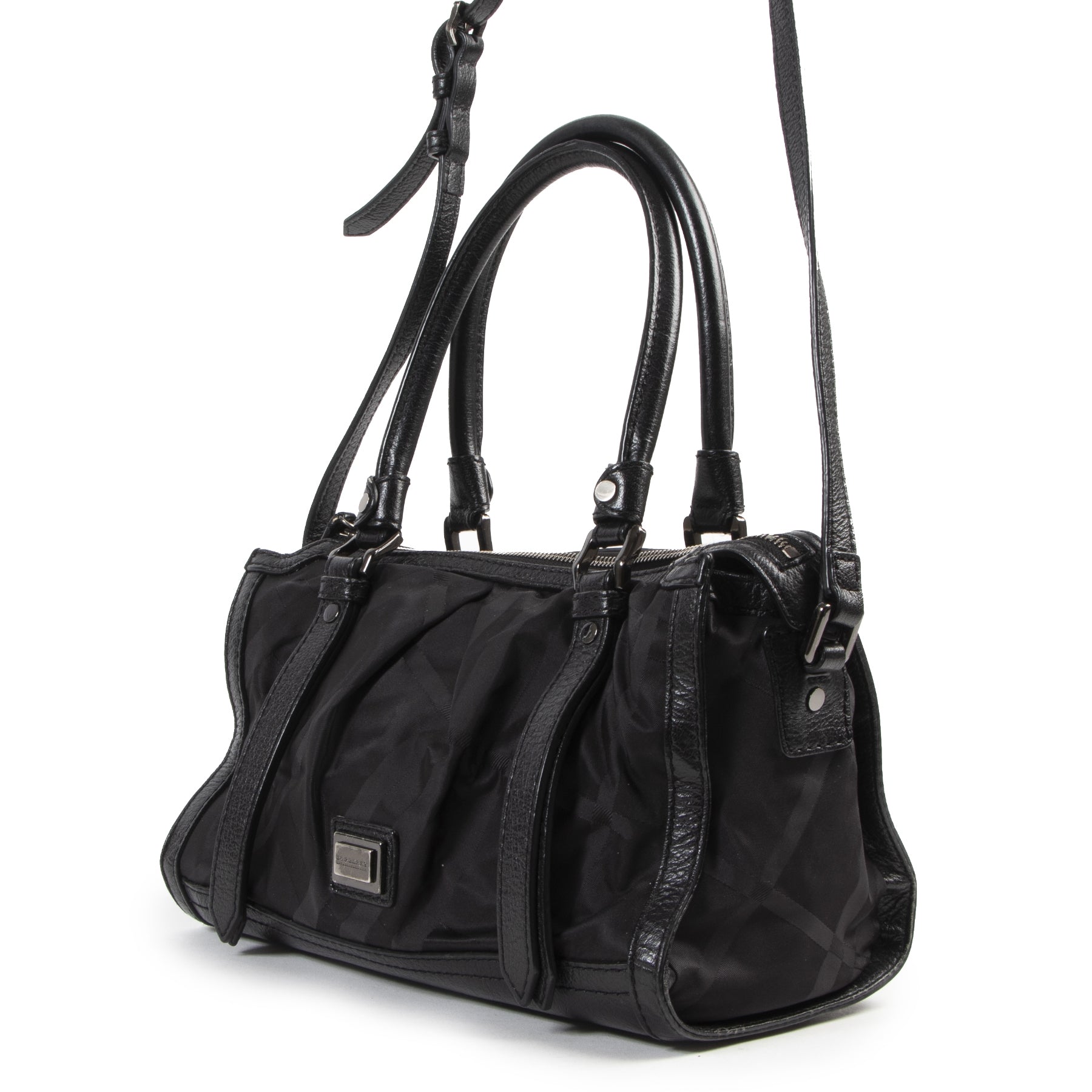 Burberry Black Striped Nylon Bag
