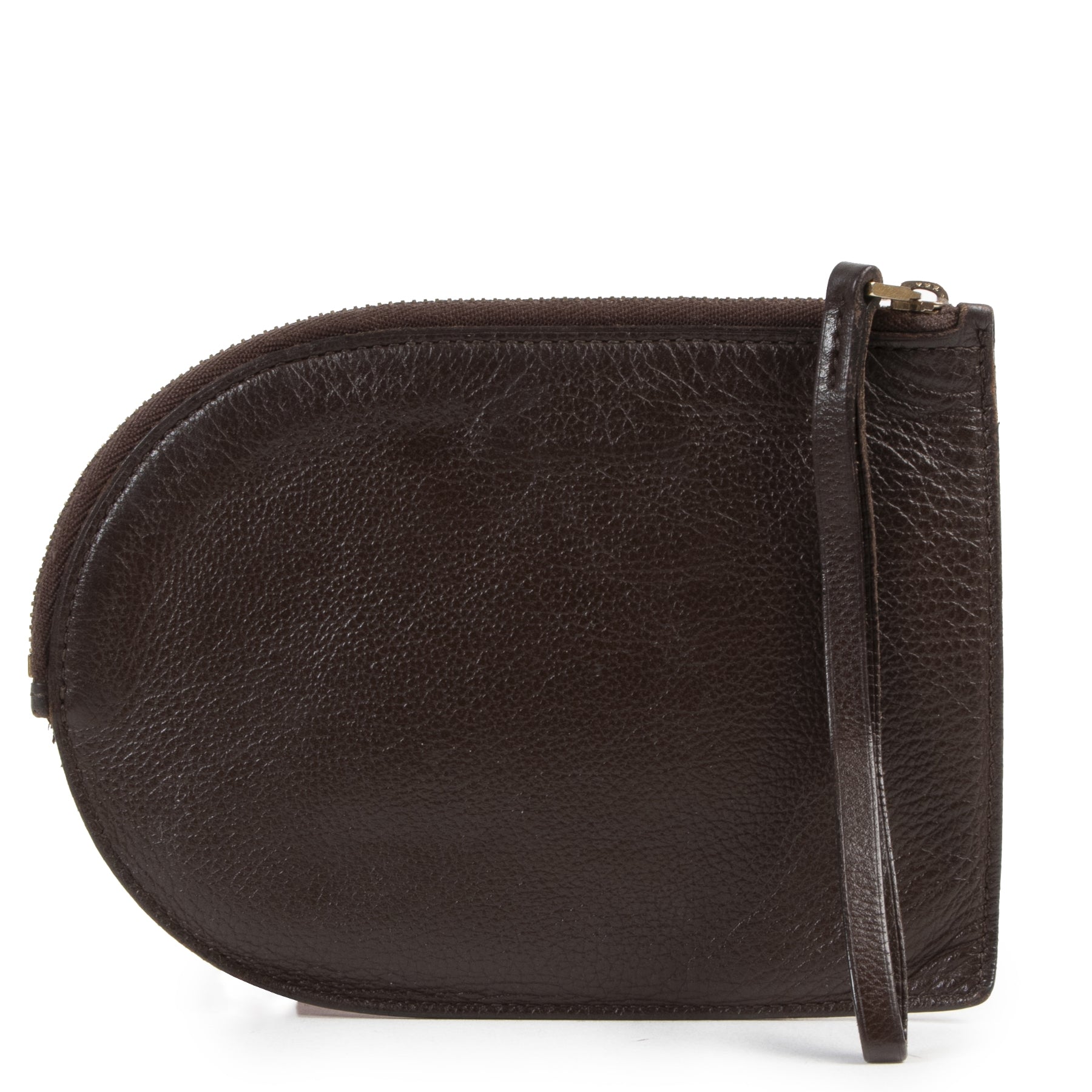 Authentic secondhand Delvaux Dark Brown Leather Zipper Pouch designer accessories fashion luxury vintage webshop safe secure online shopping