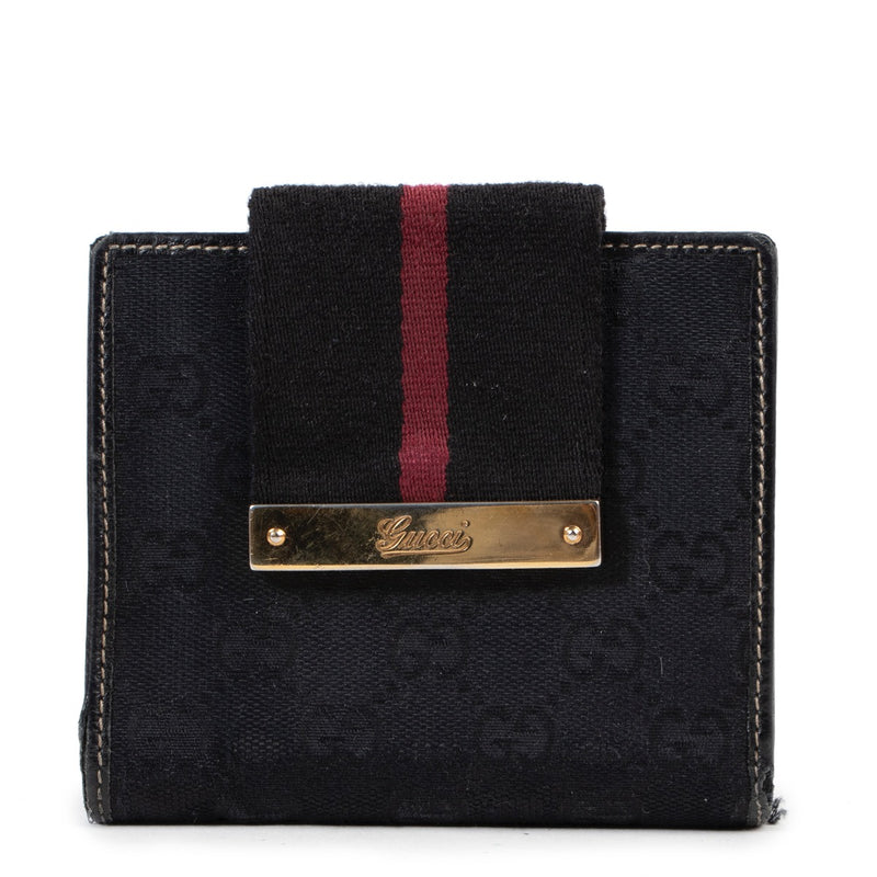 Shop safe online second hand authentic Gucci Blue Monogram Wallet.