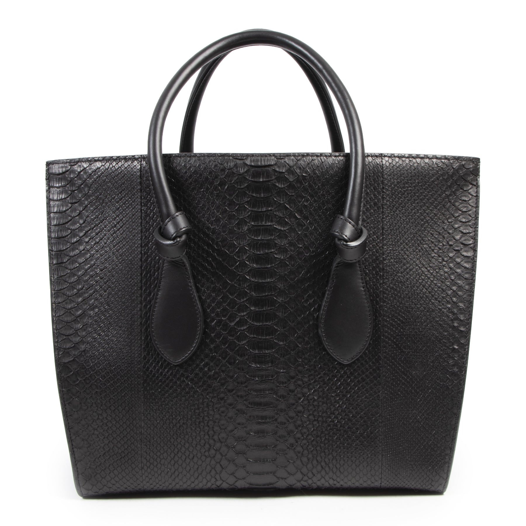 shop safe online Celine Tie Knot Medium Black Python Tote