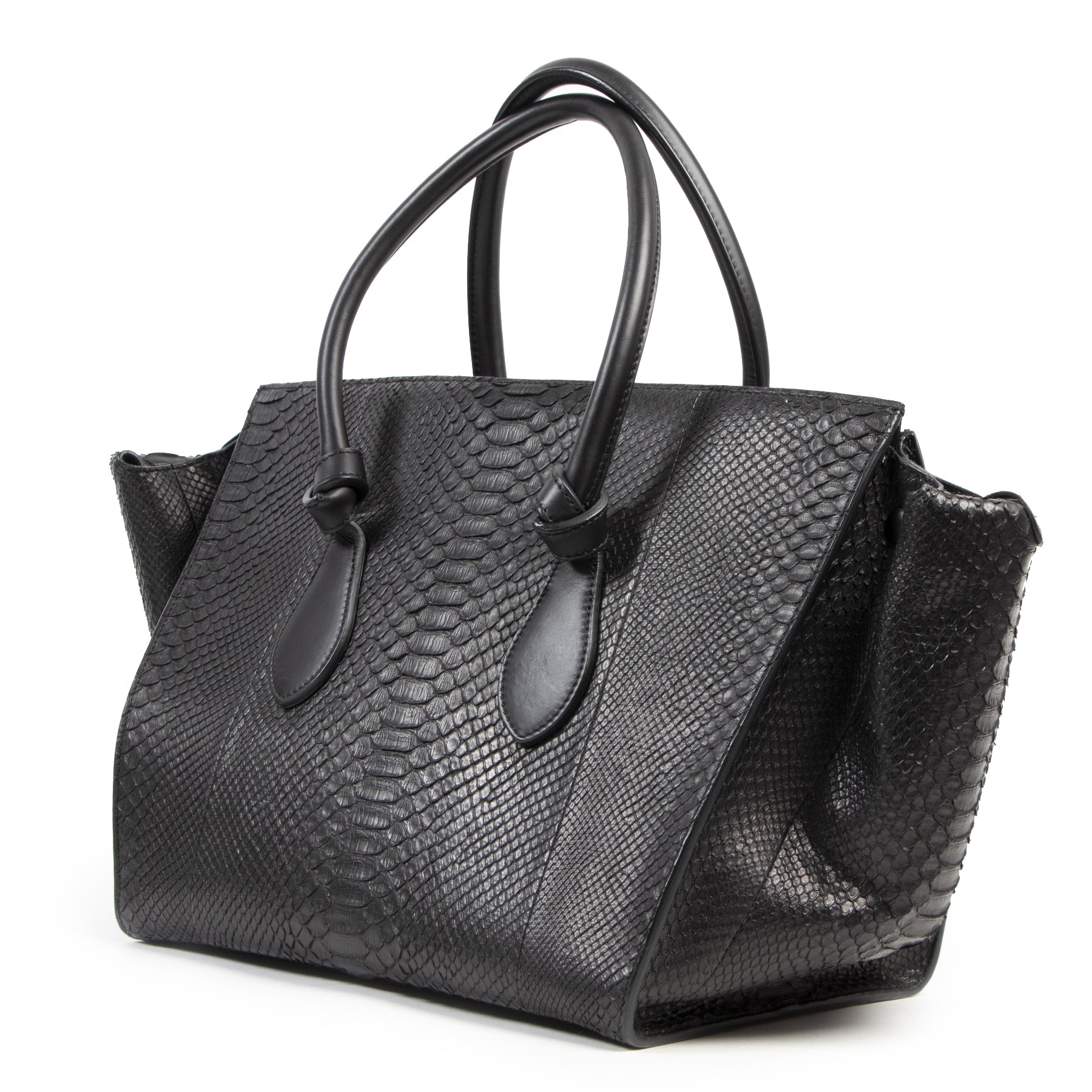 acheter en ligne pour le meilleur prix Celine Tie Knot Medium Black Python Tote