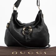 Gucci Black Leather Braided Hobo Bag with Croc Details kopen en verkopen aan de beste prijs