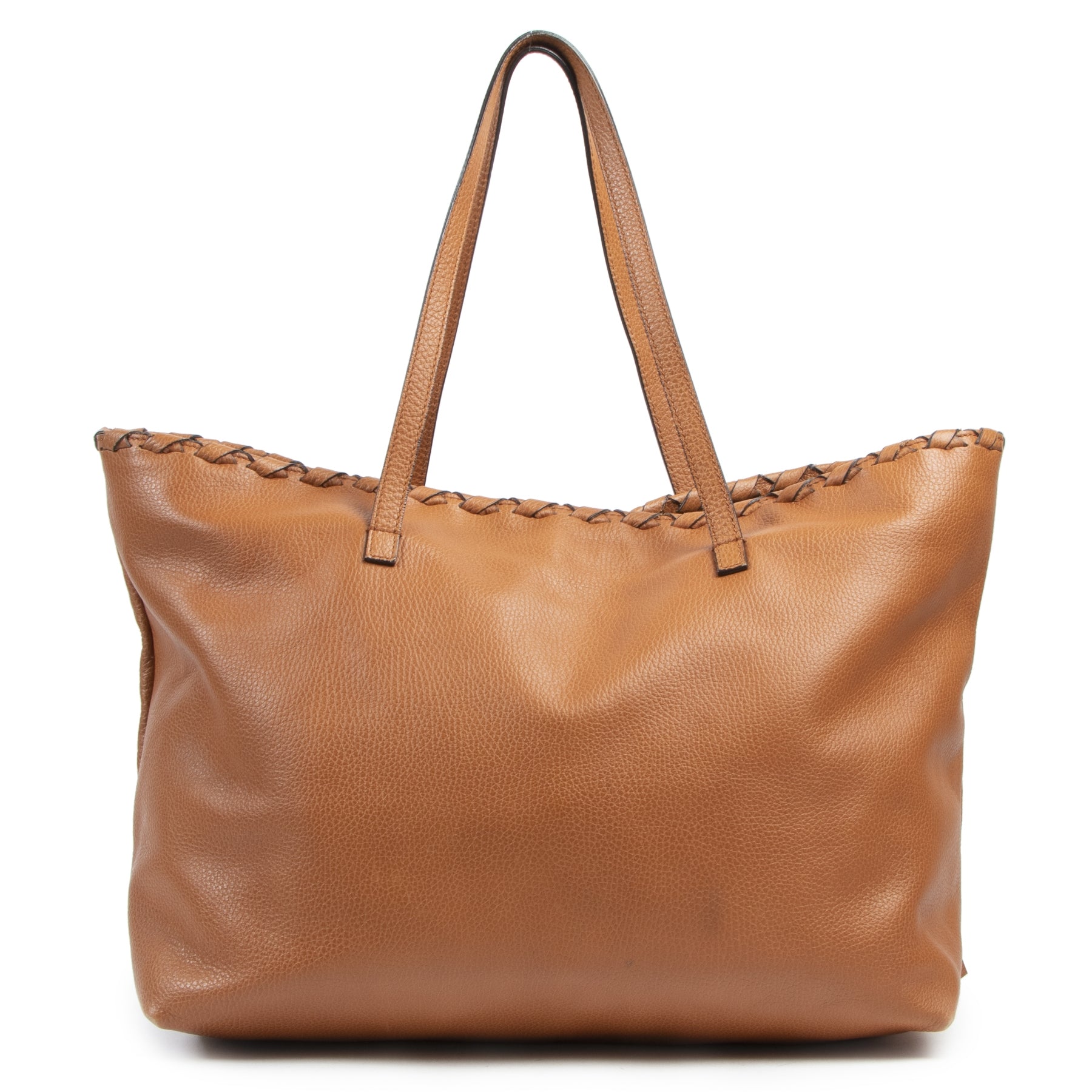 Gucci Cognac Pebbled Leather Bamboo Tassel Tote Bag