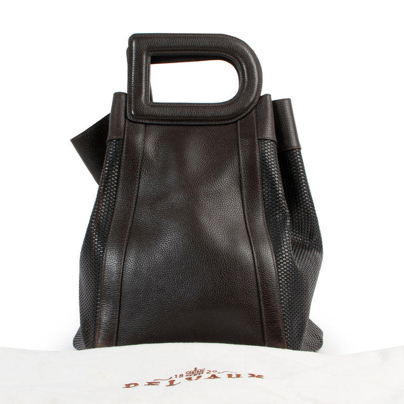 Delvaux Brown Toile de Cuir Caraibes Top Handle