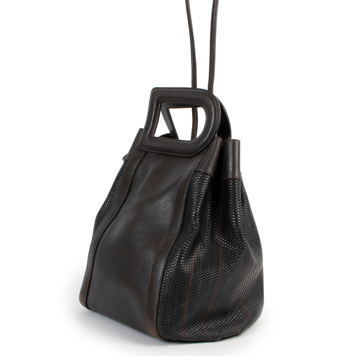 Delvaux Brown Toile de Cuir Caraibes Top Handle