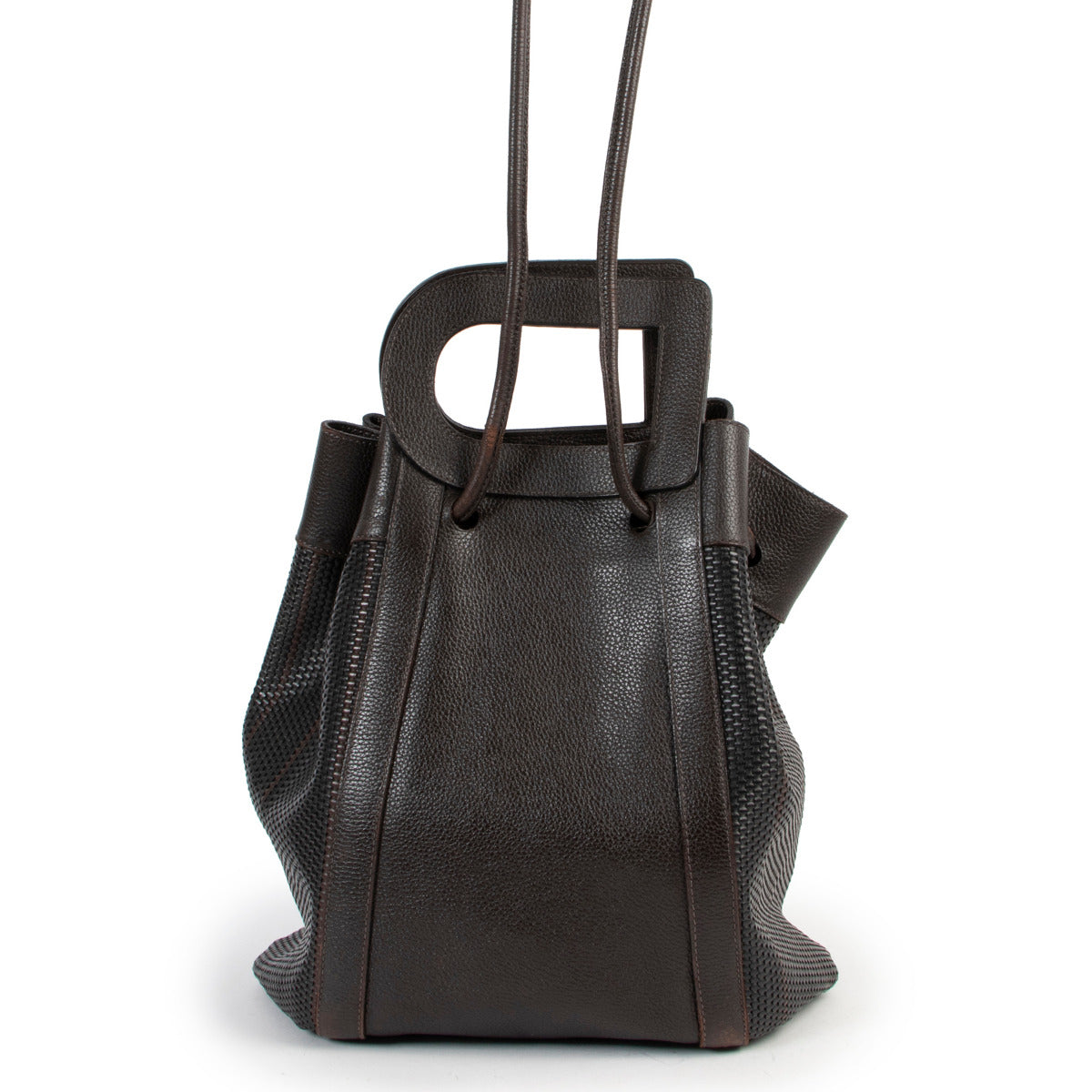 Delvaux Brown Toile de Cuir Caraibes Top Handle