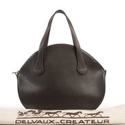 koop veilig online Delvaux Brown Round Top Handle Bag