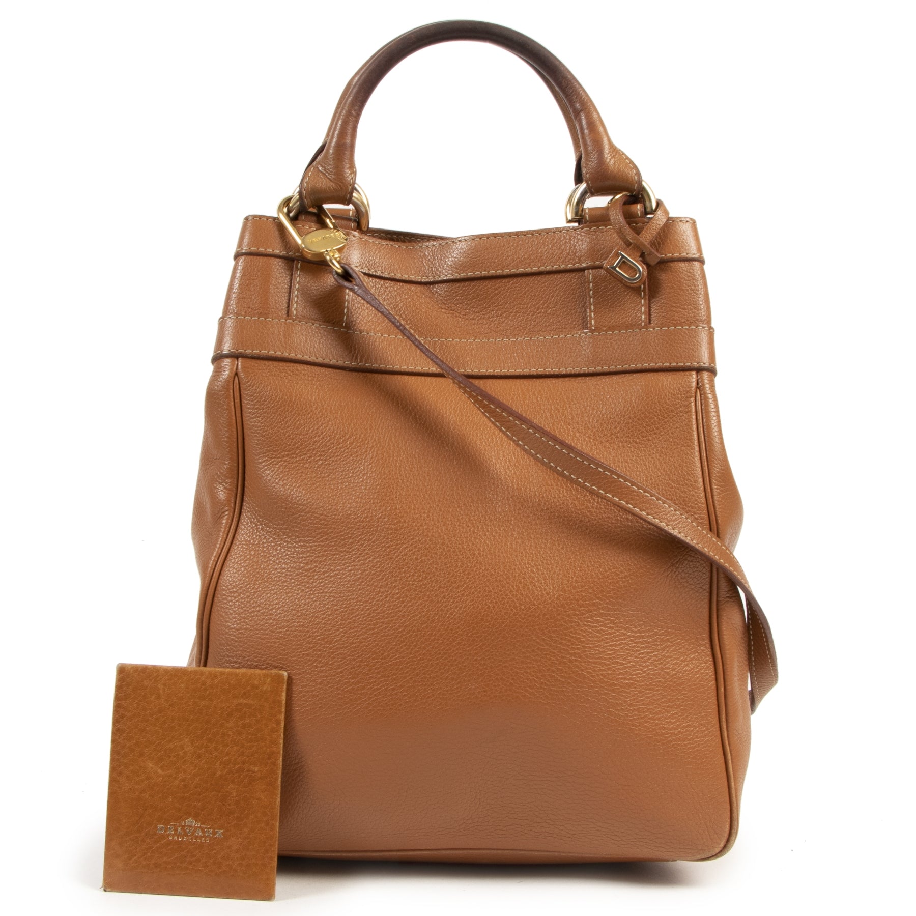 skip the waiting list shop safe online Delvaux Cognac Leather Top Handle Crossbody Bag