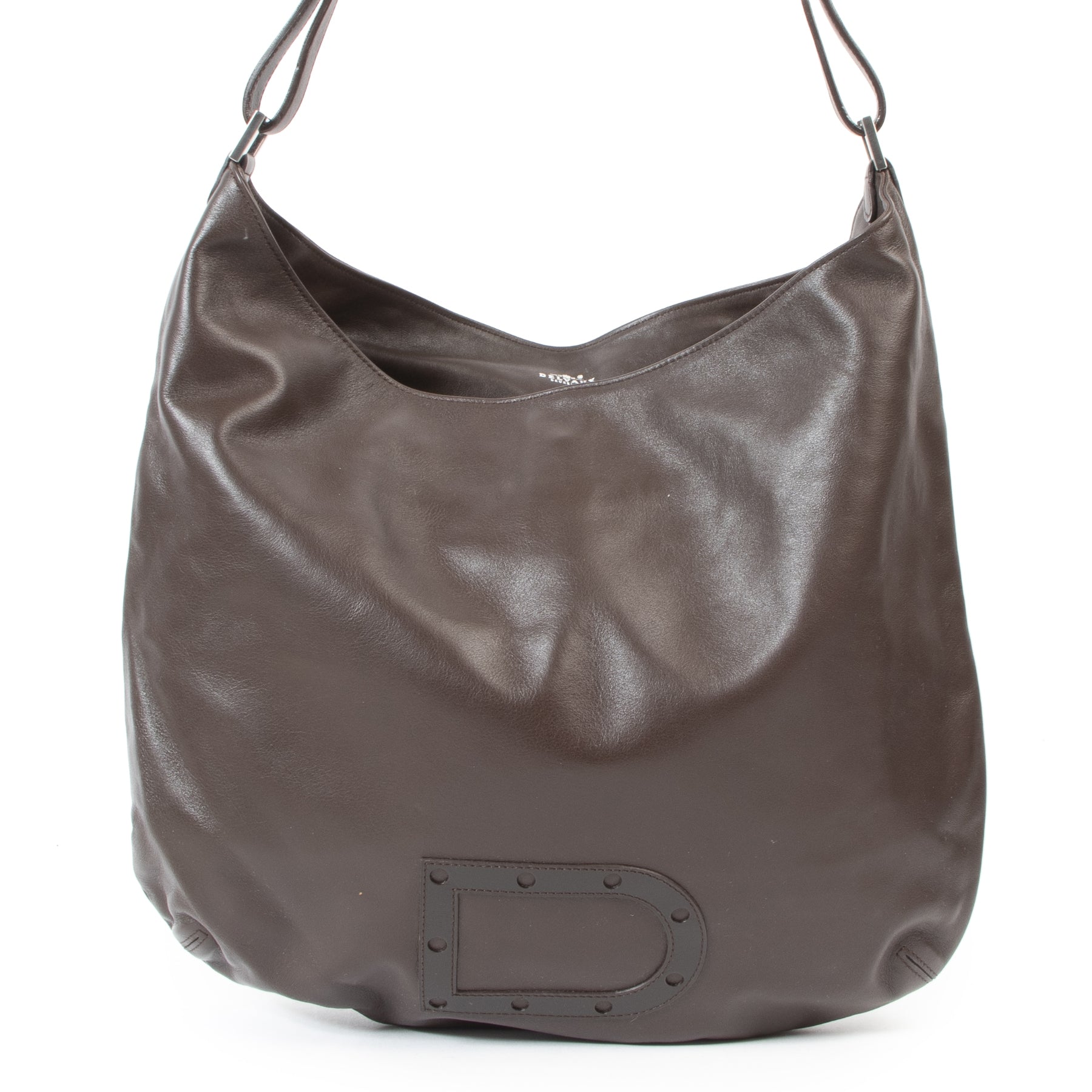Authentieke Tweedehands Delvaux Brown Le Louise Tote Shoulder Bag juiste prijs veilig online shoppen luxe merken webshop winkelen Antwerpen België mode fashion