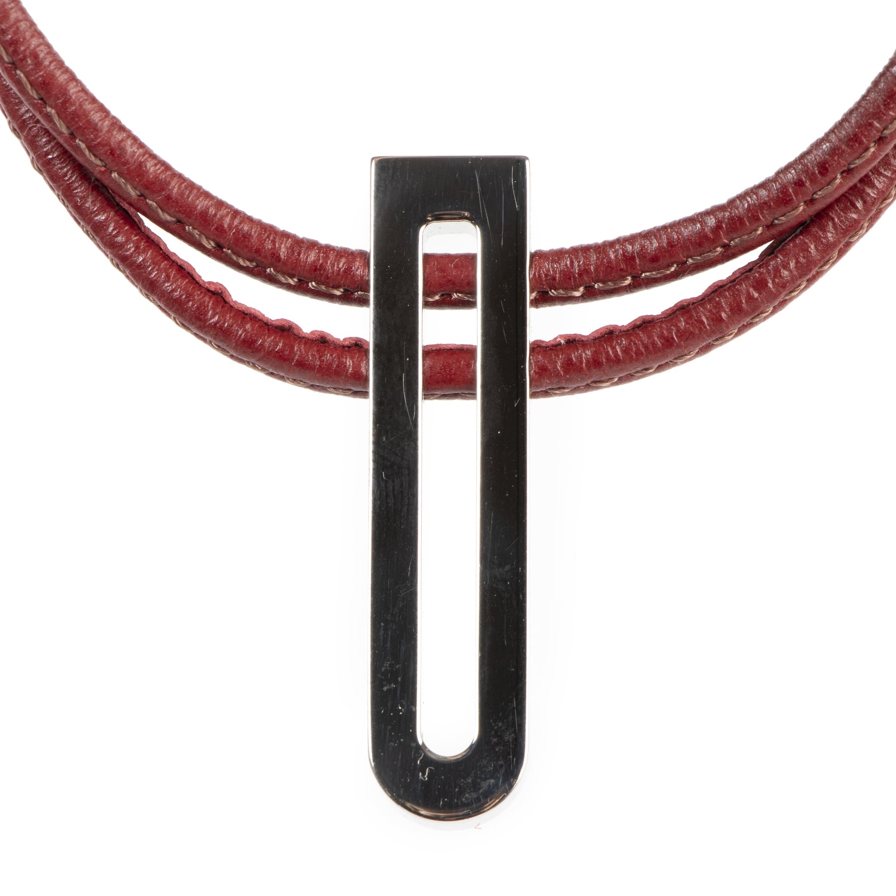 Delvaux Red Leather Necklace