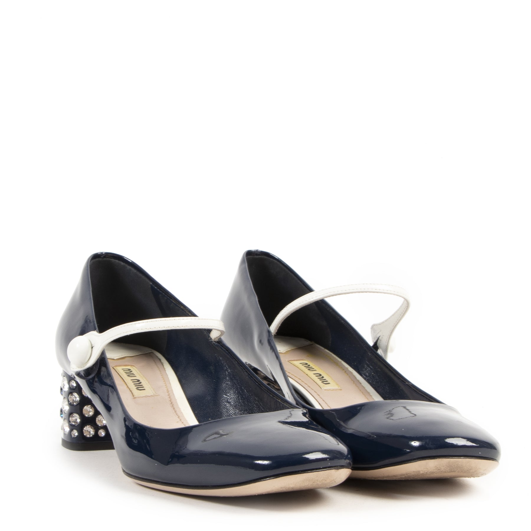 Buy and sell your authentic designer Miu Miu Blue Patent Mary-Jane Pumps