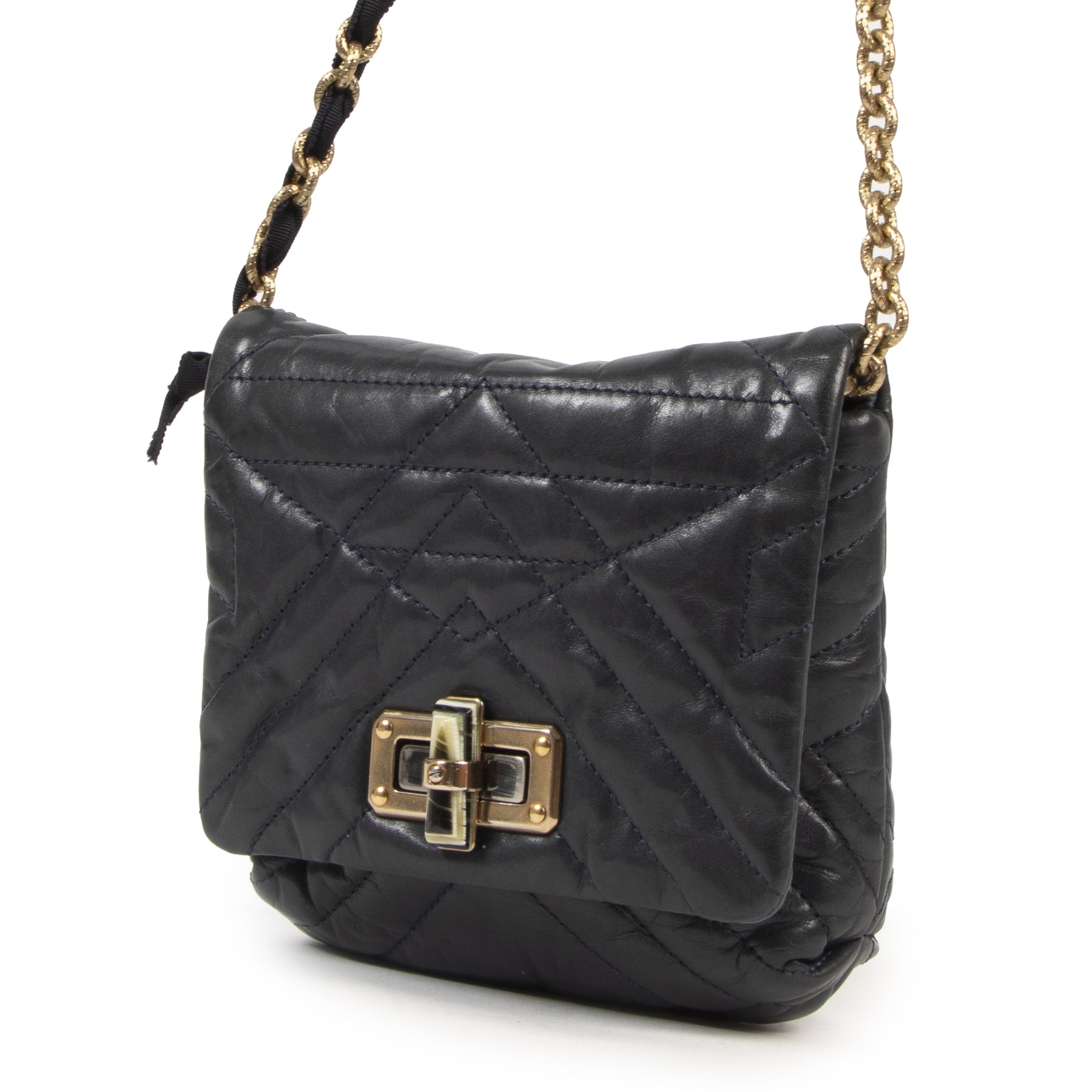 Lanvin Mini Happy Navy Crossbody Bag