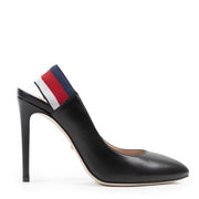 Authentieke Tweedehands Gucci Black Web Slingback Pumps - size 37.5 juiste prijs veilig online shoppen luxe merken webshop winkelen Antwerpen België mode fashion