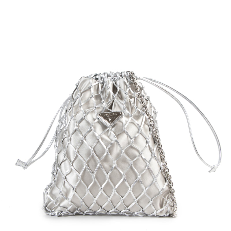 Prada Woven Mesh Metallic Clutch Bag