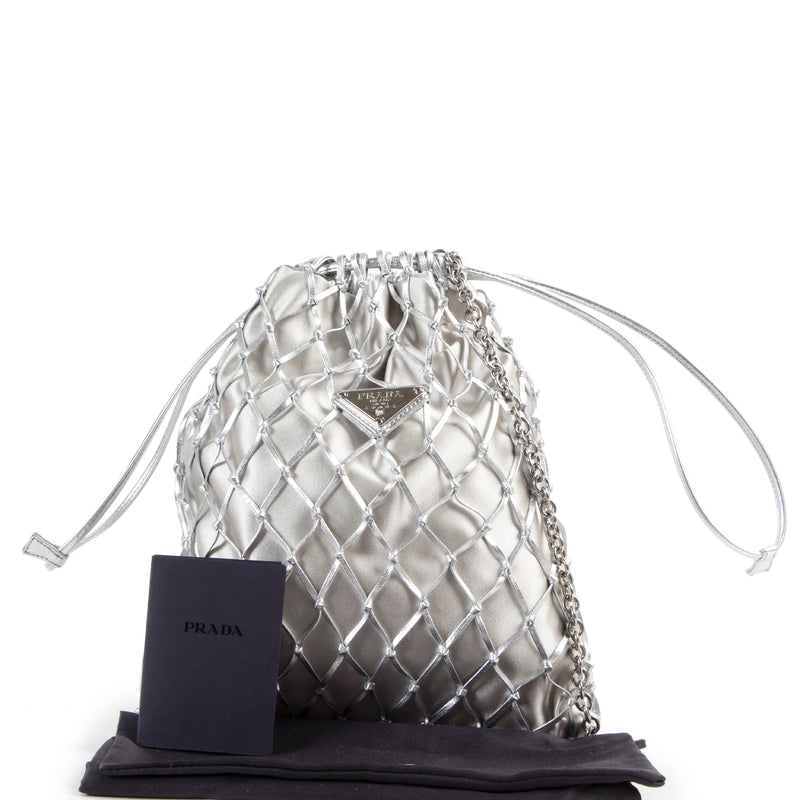 Prada Woven Mesh Metallic Clutch Bag