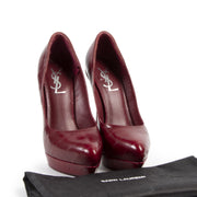 Authentic secondhand Saint Laurent Burgundy Leather Platform Heels - Size 37,5 designer shoes bags fashion luxury vintage webshop safe secure online shopping